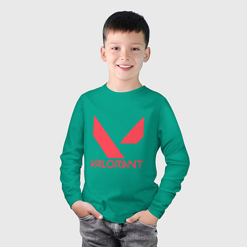 Детский лонгслив Valorant - logo / Зеленый – фото 3