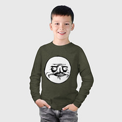 Лонгслив хлопковый детский Me Gusta - trollface, цвет: меланж-хаки — фото 2
