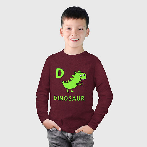 Детский лонгслив Dinosaur D / Меланж-бордовый – фото 3