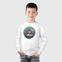 Лонгслив хлопковый детский Гора Фудзи, цвет: белый — фото 2