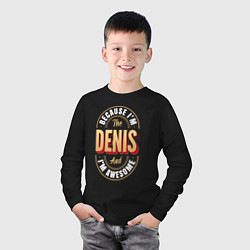 Лонгслив хлопковый детский Because Im the Denis and Im awesome, цвет: черный — фото 2