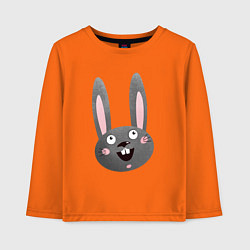 Лонгслив хлопковый детский Чёрный кролик с большими глазами и улыбкой, цвет: оранжевый