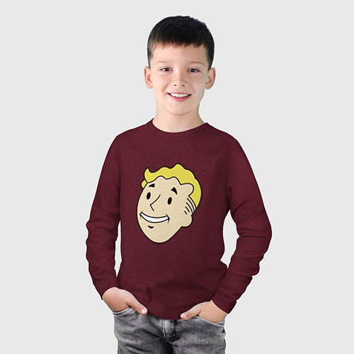 Детский лонгслив Vault boy head / Меланж-бордовый – фото 3
