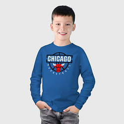 Лонгслив хлопковый детский Чикаго баскетбол, цвет: синий — фото 2