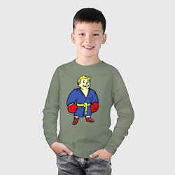 Лонгслив хлопковый детский Vault boy - boxer, цвет: авокадо — фото 2