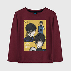 Лонгслив хлопковый детский Бачира Мегуру - Синяя тюрьма, цвет: меланж-бордовый
