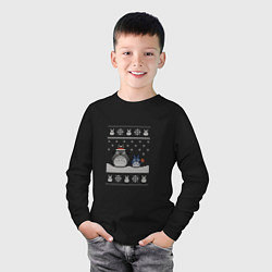 Лонгслив хлопковый детский Новогодние тоторики - ugly sweater, цвет: черный — фото 2