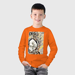 Лонгслив хлопковый детский Чак Норрис - чун-кук-до, цвет: оранжевый — фото 2