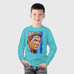 Лонгслив хлопковый детский Tom Cruise - film actor, цвет: бирюзовый — фото 2