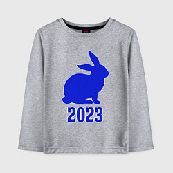 Лонгслив хлопковый детский 2023 силуэт кролика синий, цвет: меланж