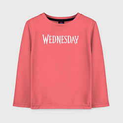 Лонгслив хлопковый детский Wednesday Logo, цвет: коралловый