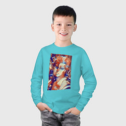 Лонгслив хлопковый детский Йошикаге Кира - серийный убийца, цвет: бирюзовый — фото 2