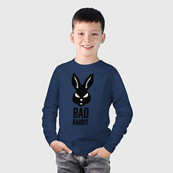 Лонгслив хлопковый детский Bad rabbit, цвет: тёмно-синий — фото 2