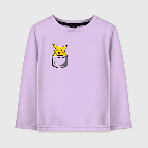 Детский лонгслив Пикачу в кармане арт / Лаванда – фото 1