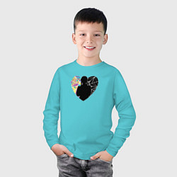 Лонгслив хлопковый детский Силуэт Уэнсдэй, цвет: бирюзовый — фото 2