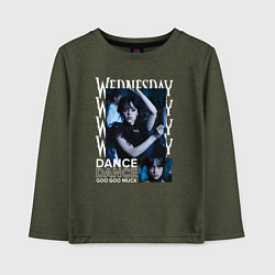Лонгслив хлопковый детский Wednesday dance, цвет: меланж-хаки