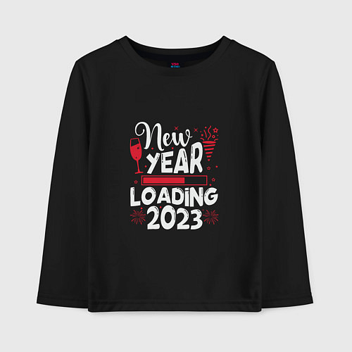 Детский лонгслив Новый год 2023 загружается / Черный – фото 1