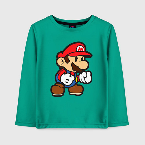 Детский лонгслив Классический Марио / Зеленый – фото 1