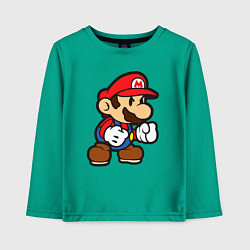 Лонгслив хлопковый детский Классический Марио, цвет: зеленый