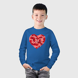 Лонгслив хлопковый детский Сердце составленное из роз, цвет: синий — фото 2
