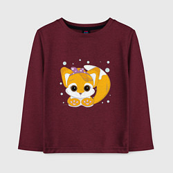 Лонгслив хлопковый детский Милая лисичка, цвет: меланж-бордовый