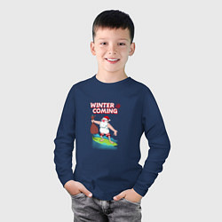 Лонгслив хлопковый детский Winter is coming new year, цвет: тёмно-синий — фото 2