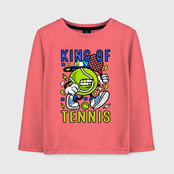 Лонгслив хлопковый детский Король тенниса мяч с ракеткой, цвет: коралловый