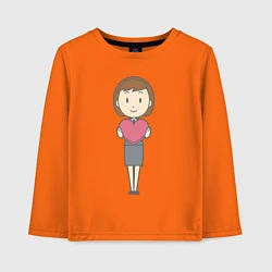 Лонгслив хлопковый детский Офисная леди держит сердечко, цвет: оранжевый
