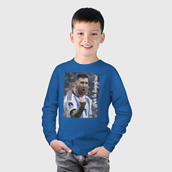Лонгслив хлопковый детский Viva la Argentina - Lionel Messi - world champion, цвет: синий — фото 2