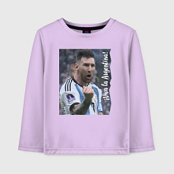 Лонгслив хлопковый детский Viva la Argentina - Lionel Messi - world champion, цвет: лаванда