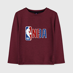 Лонгслив хлопковый детский NBA - big logo, цвет: меланж-бордовый