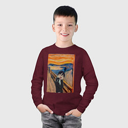 Лонгслив хлопковый детский Крик бездомный Бог, цвет: меланж-бордовый — фото 2