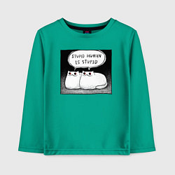 Детский лонгслив Мрачный кот - тупой человек тупой