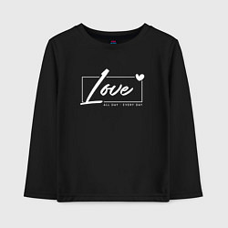 Лонгслив хлопковый детский Love all day, цвет: черный