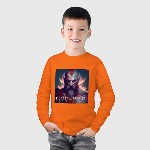 Детский лонгслив Кратос, бог войны / Оранжевый – фото 3