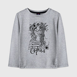 Лонгслив хлопковый детский София в венке из летних цветов, цвет: меланж