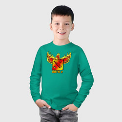 Лонгслив хлопковый детский Дота 2 - огненный феникс, цвет: зеленый — фото 2