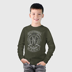 Лонгслив хлопковый детский Академия Невермор герб, цвет: меланж-хаки — фото 2