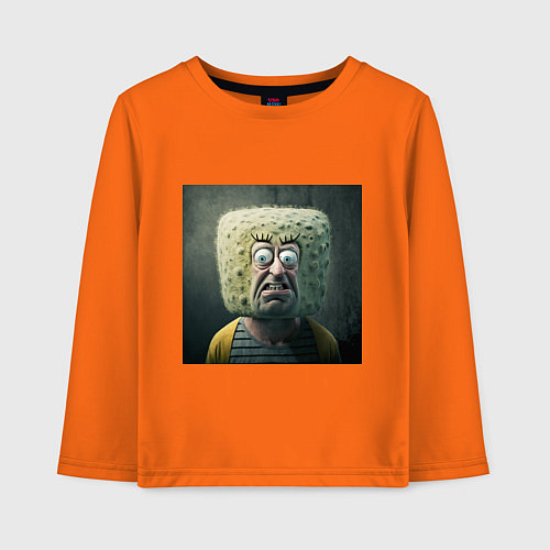 Детский лонгслив Человек-квадратная голова / Оранжевый – фото 1