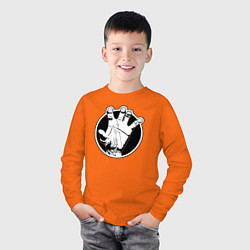 Лонгслив хлопковый детский Жест руки, цвет: оранжевый — фото 2