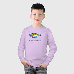 Лонгслив хлопковый детский Рыба не думает, цвет: лаванда — фото 2