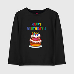 Лонгслив хлопковый детский Торт со свечами с днём рождения, цвет: черный