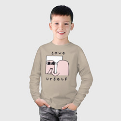 Лонгслив хлопковый детский Ketnipz - love urself, цвет: миндальный — фото 2