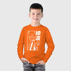 Лонгслив хлопковый детский Аянами рей из аниме евангелион, цвет: оранжевый — фото 2