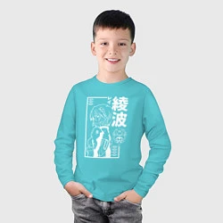 Лонгслив хлопковый детский Аянами рей из аниме евангелион, цвет: бирюзовый — фото 2
