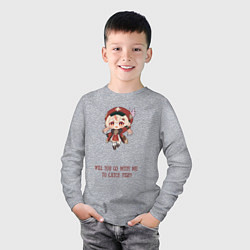 Лонгслив хлопковый детский Chibi Klee: catch fish, цвет: меланж — фото 2