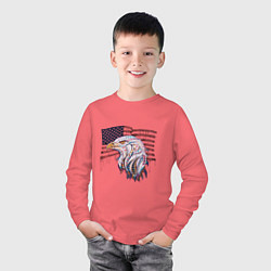 Лонгслив хлопковый детский American eagle, цвет: коралловый — фото 2