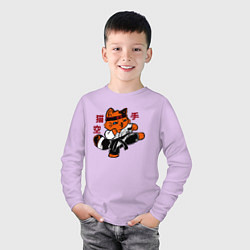 Лонгслив хлопковый детский Кот каратист art, цвет: лаванда — фото 2