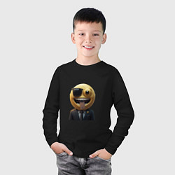 Лонгслив хлопковый детский Веселый смайлик, цвет: черный — фото 2