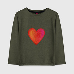 Лонгслив хлопковый детский Красное Сердце любовь, цвет: меланж-хаки